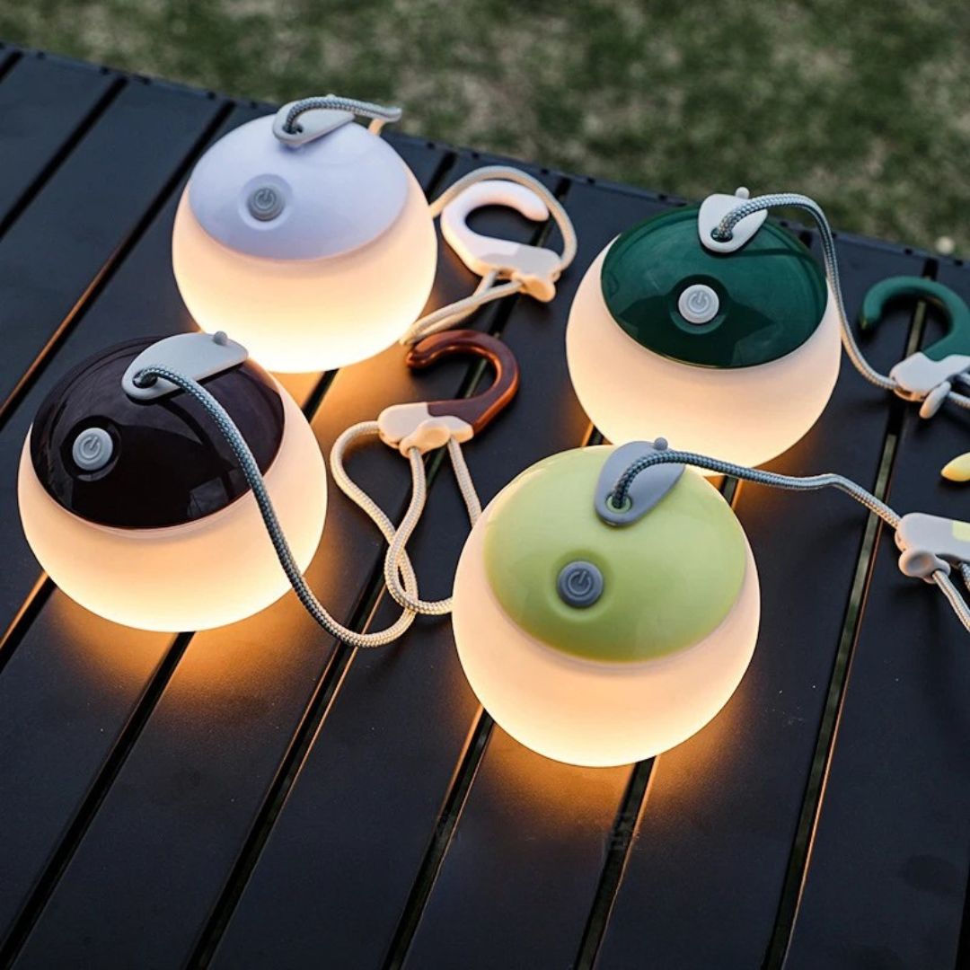 Outdoor Camping Light with Adjustable Rope and Warm-Cool LED Modes