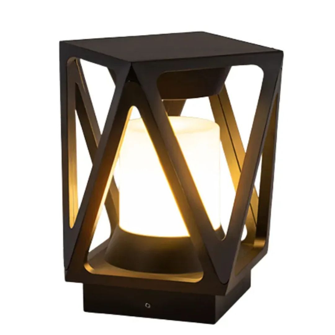 Outdoor Pillar Light Round Black Die-cast Aluminium 3000K IP65