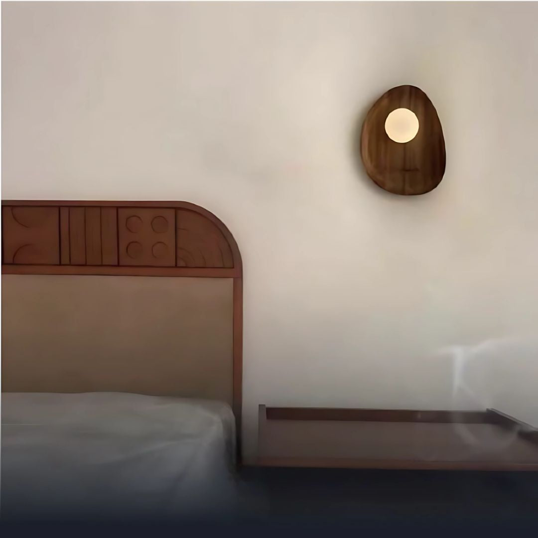 Wall Lamp with Acacia Wood & Opal Glass – Japandi Style E27 Light