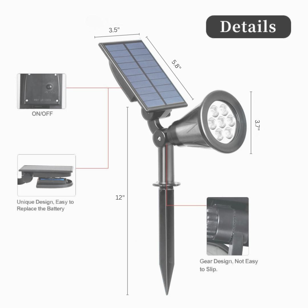 Solar Spot Lights Outdoor with Adjustable Angles and Waterproof Design