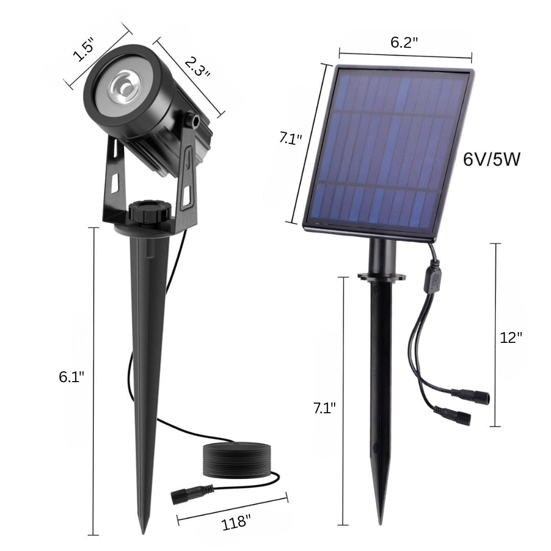Solar Spot Lights Outdoor with Adjustable Angle and Long Cable - Waterproof Garden Lights