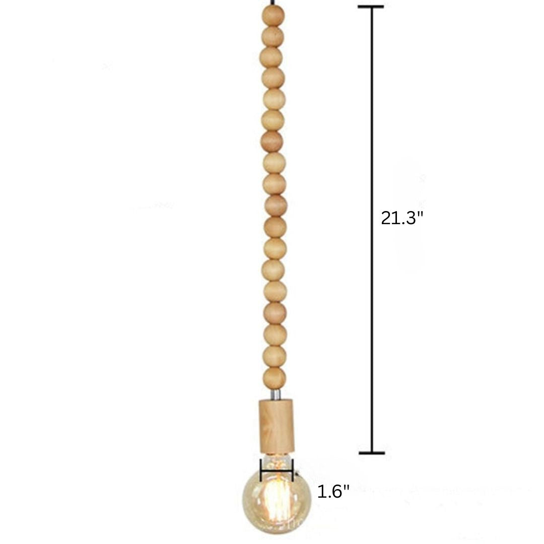 Wooden Beads Pendant Lamp for Kitchen Island - Rustic Modern Hanging Lights