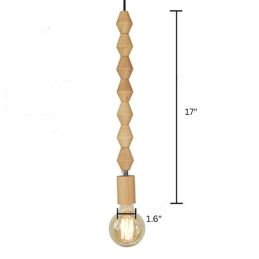 Wooden Beads Pendant Lamp for Kitchen Island - Rustic Modern Hanging Lights
