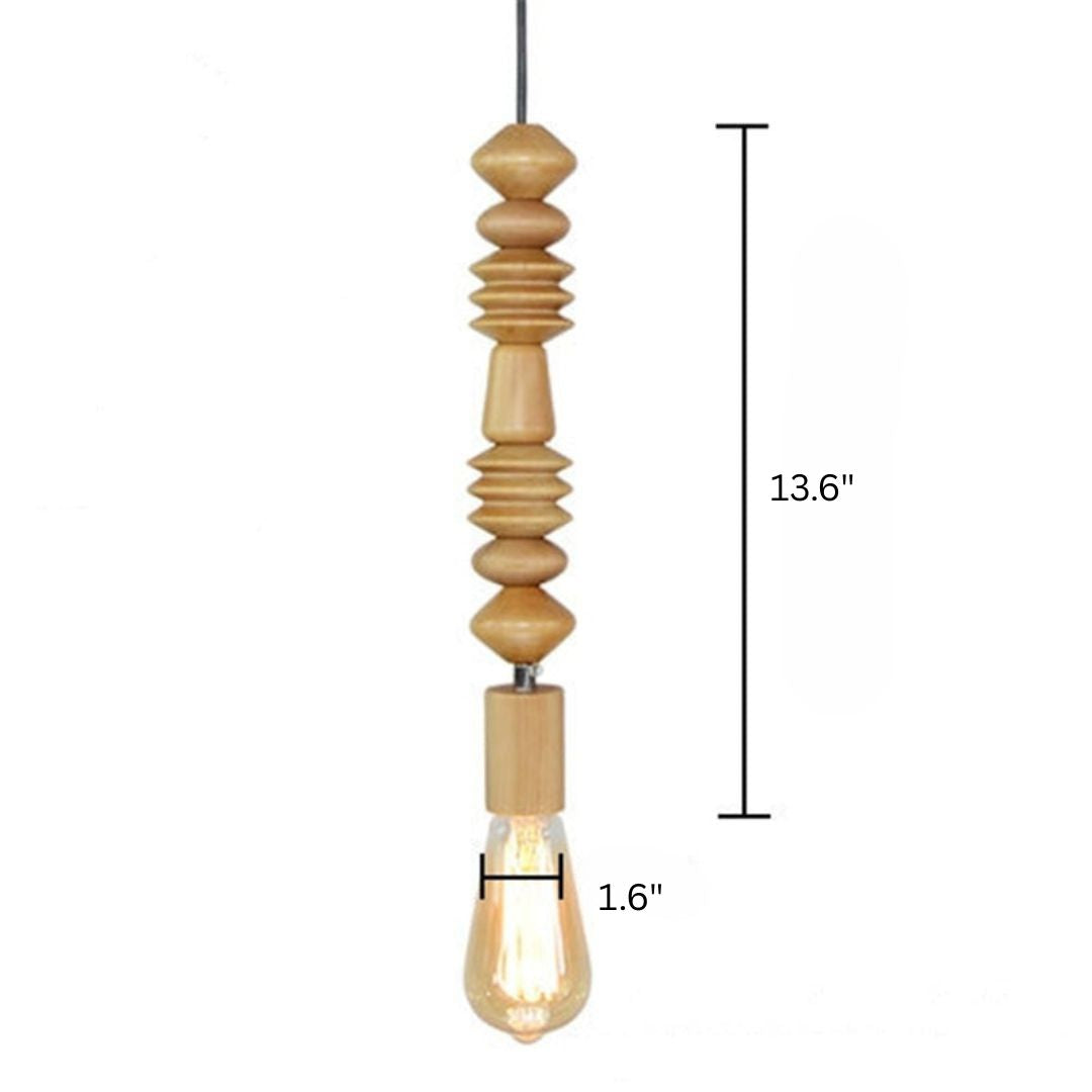 Wooden Beads Pendant Lamp for Kitchen Island - Rustic Modern Hanging Lights