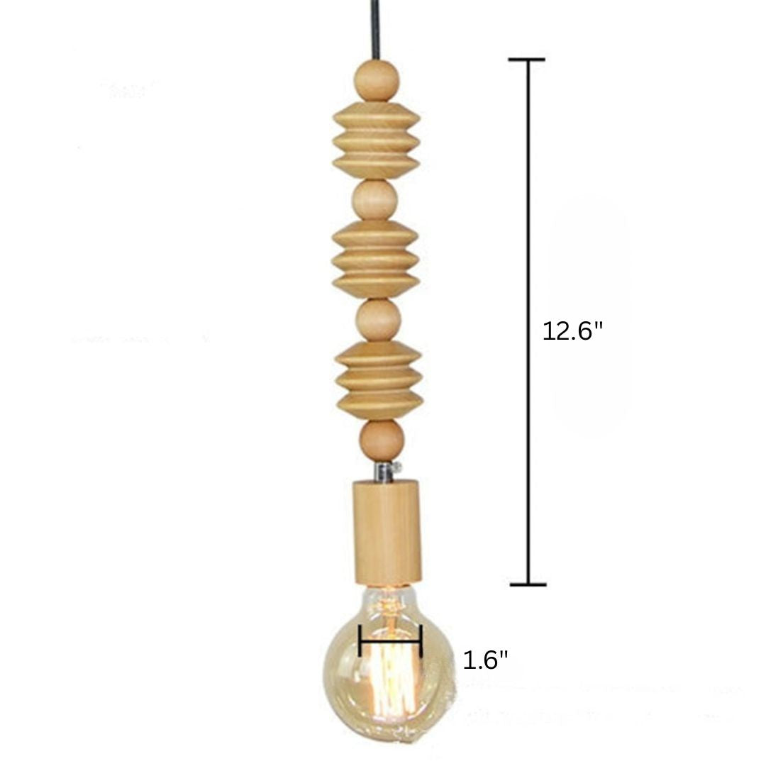 Wooden Beads Pendant Lamp for Kitchen Island - Rustic Modern Hanging Lights