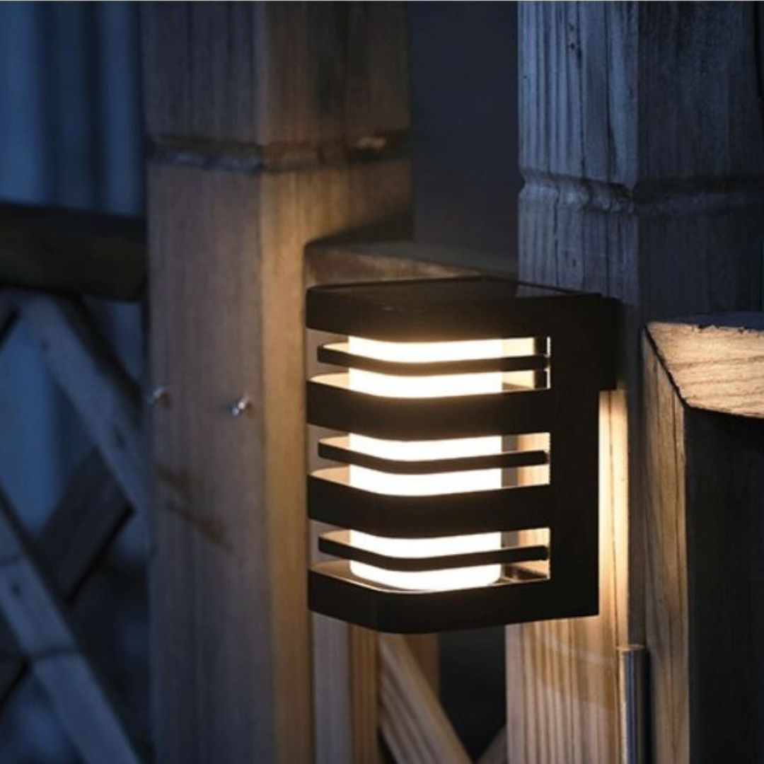 Solar LED Garden Wall Light IP44 Black 0.42W with Sensor