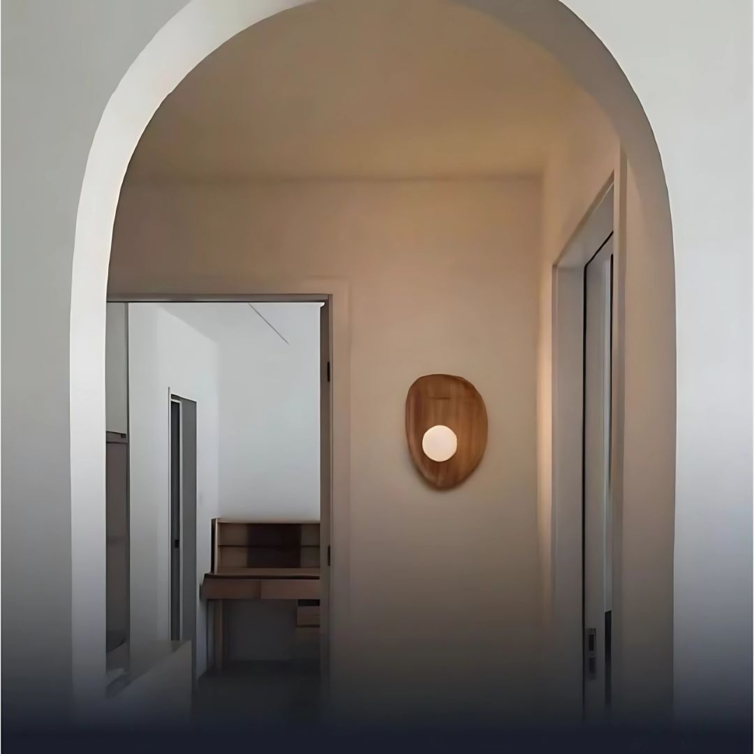 Wall Lamp with Acacia Wood & Opal Glass – Japandi Style E27 Light