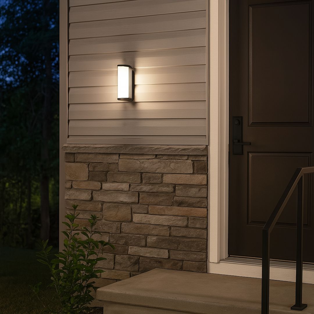 Outdoor LED Wall Light – Minimalist Black Aluminum Exterior Sconce, 18W