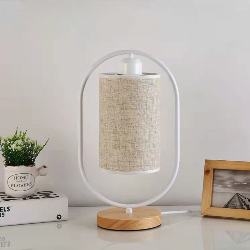 Vintage Wooden Table Lamp with LED Light - Warm Illumination for Bedroom or Desk
