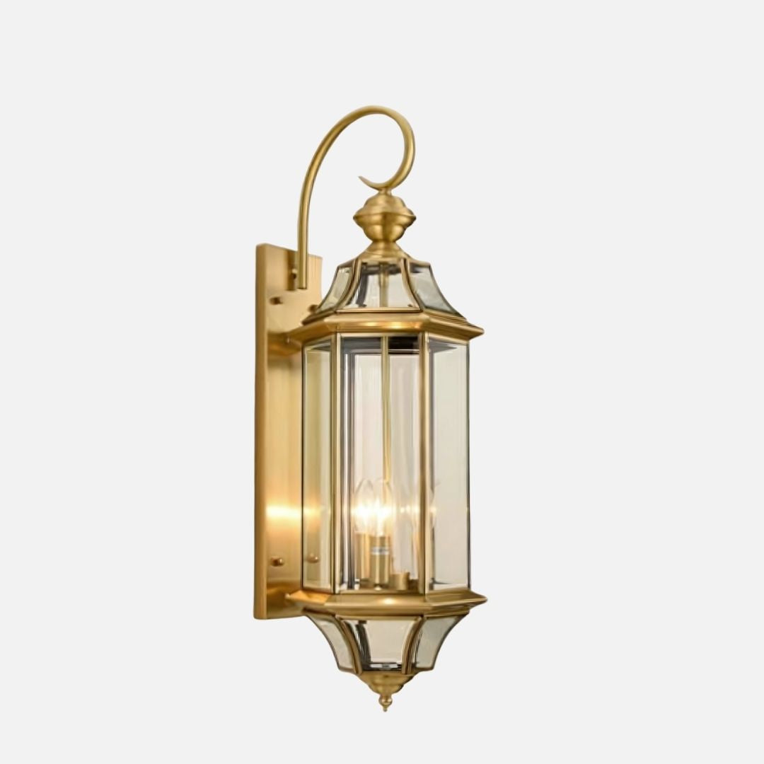 Elegant Outdoor Wall Light – Waterproof Brass Finish Outdoor Lantern