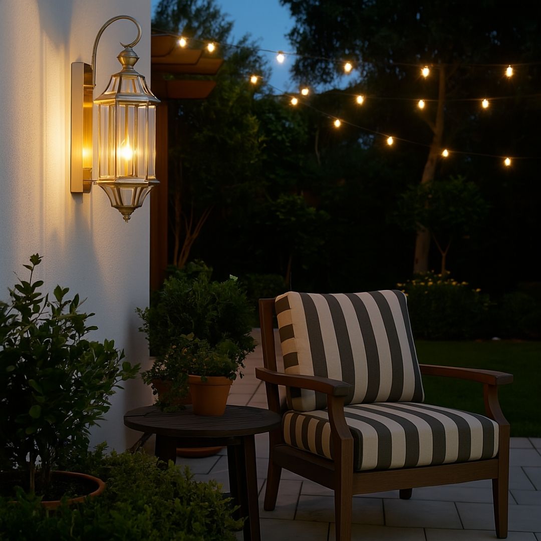 Elegant Outdoor Wall Light – Waterproof Brass Finish Outdoor Lantern