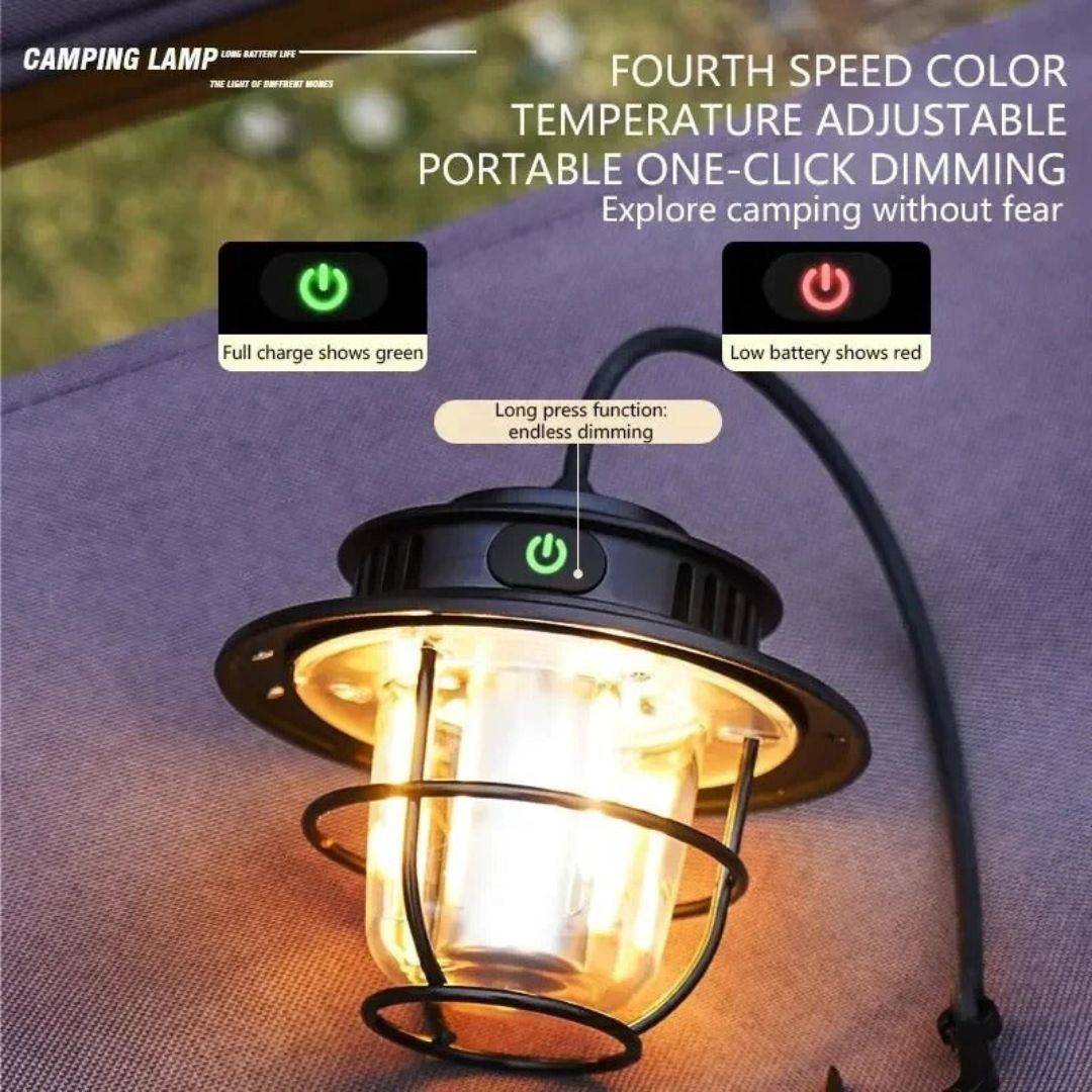 Rechargeable Waterproof Camping Lantern with Dual Light Sources - LED