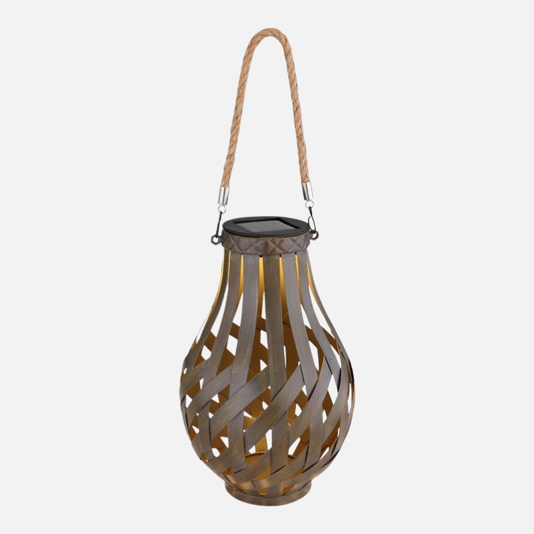 Solar LED Garden Lights Set, Brown Bamboo, IP44, 2-Pack
