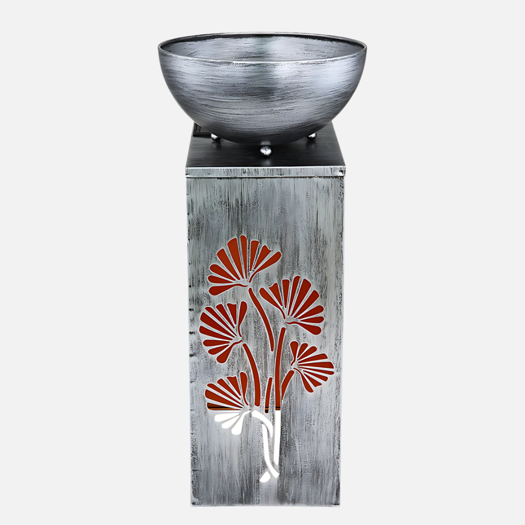 Solar LED Outdoor Light with Removable Planter Silver Metal