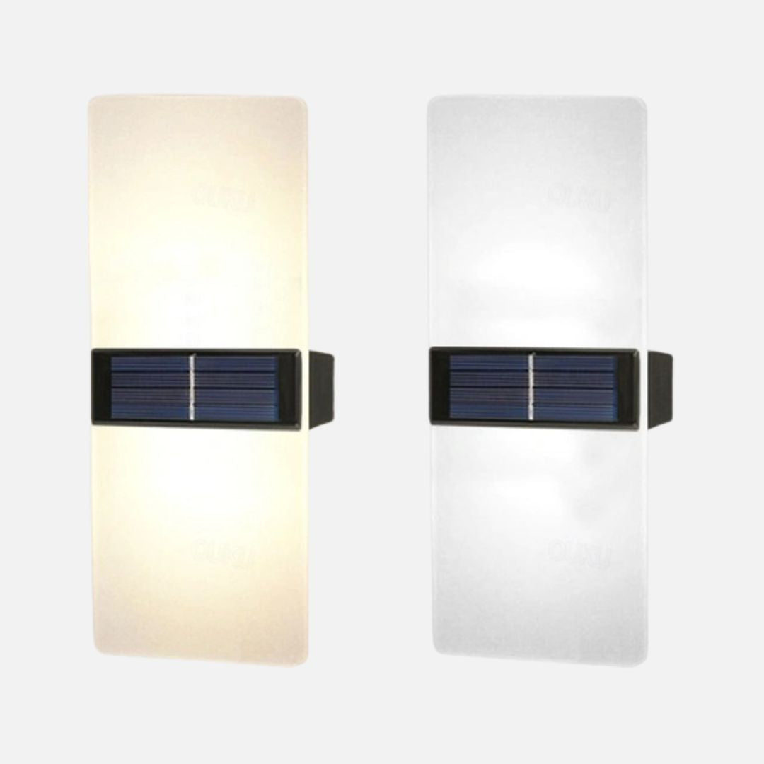 2pcs Solar Wall Lights Waterproof LED Outdoor with Warm White Modes
