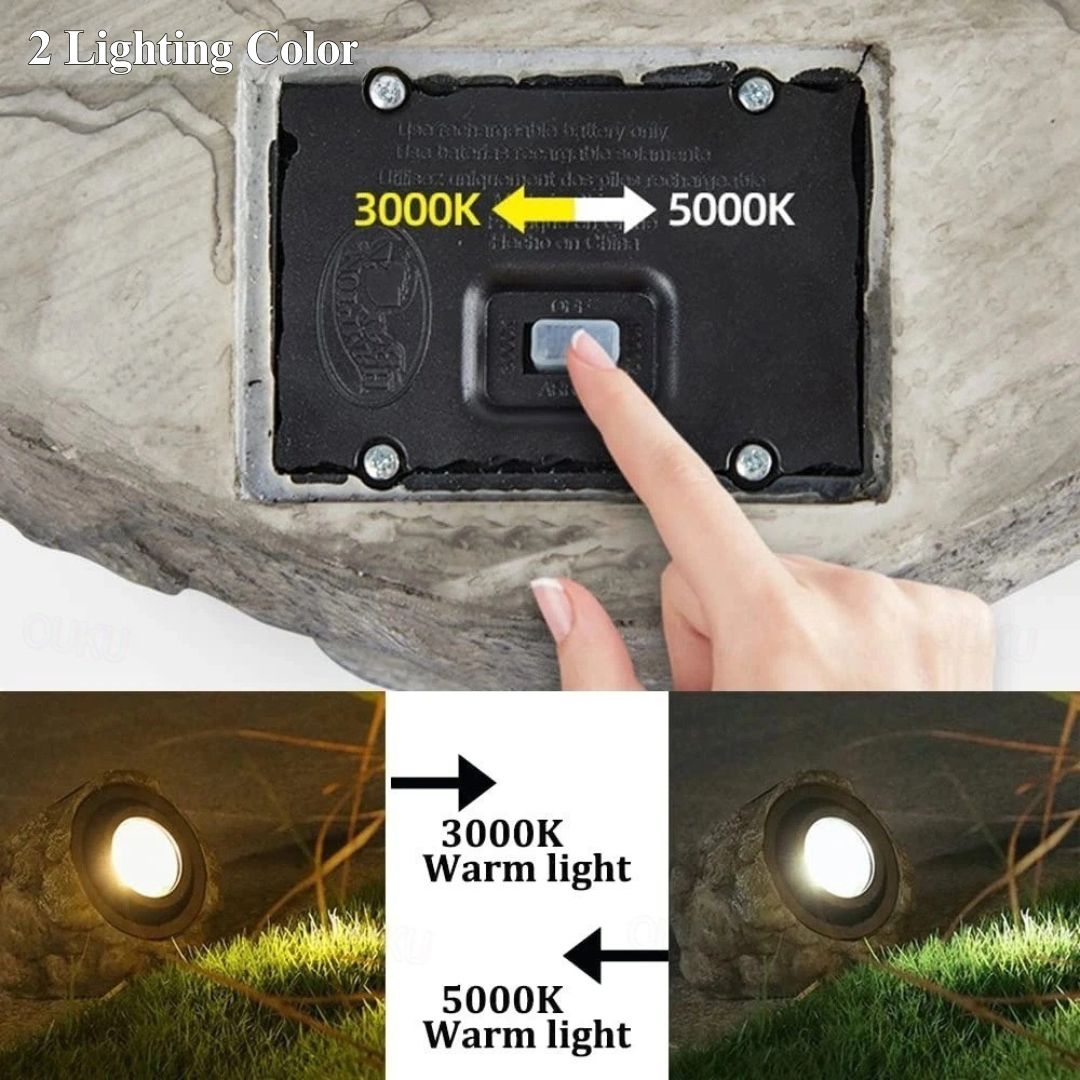Solar Rock Light Outdoor LED Spotlight Waterproof IP65 – Warm White