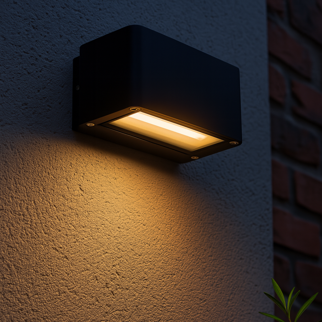 LED Wall Light Black IP54 Outdoor Up Down 12W 3000K