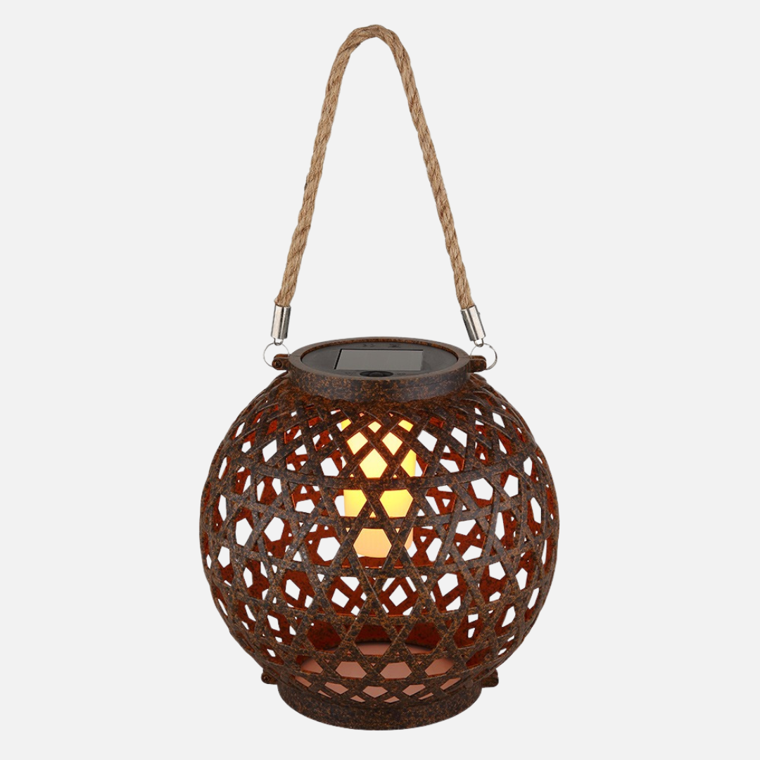 LED Solar Lantern Ball with Flame Effect for Outdoor Use
