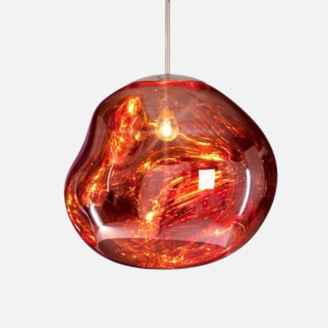 Acrylic Sphere Pendant Light – Dynamic Surface E27 Ceiling Lamp, Polished Finish, Gold/Red/Silver/Smoke Grey, 4 Sizes