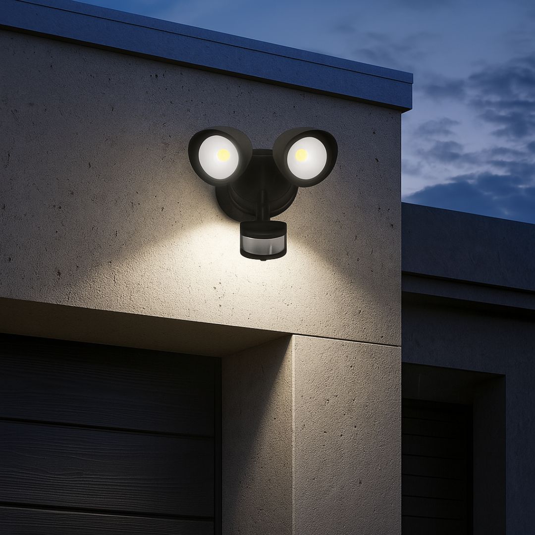 Outdoor LED Security Light with Dual Adjustable Heads – 28W Wall Light