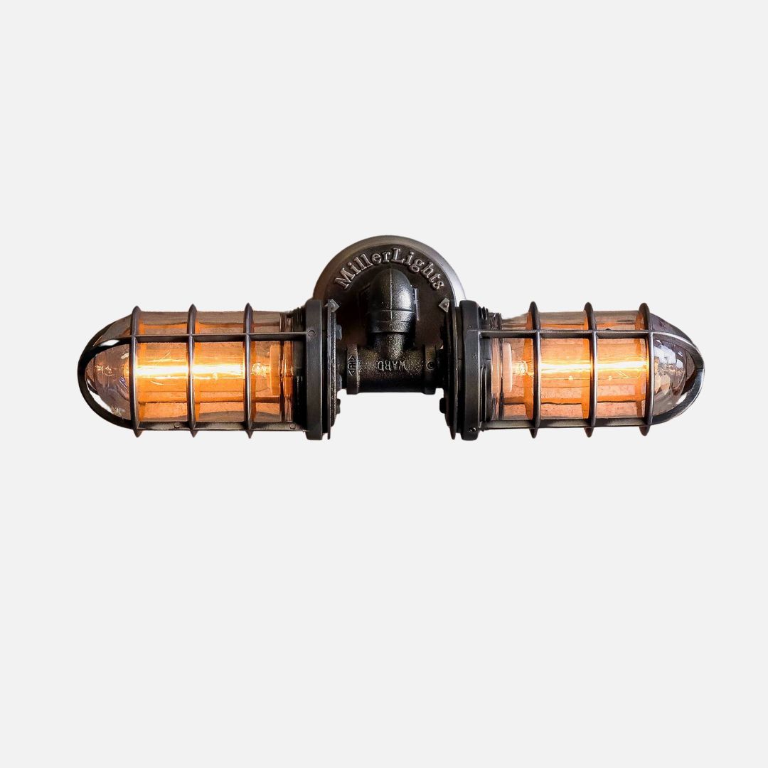Rustic Industrial Bathroom Vanity Light with Glass Jars – 18 Inch