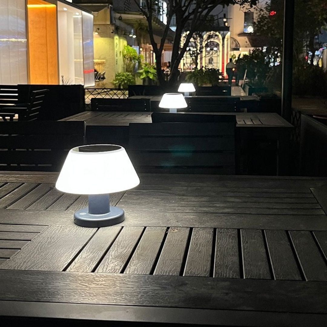 Solar Outdoor Desk Lamp with Adjustable Brightness and Waterproof Design