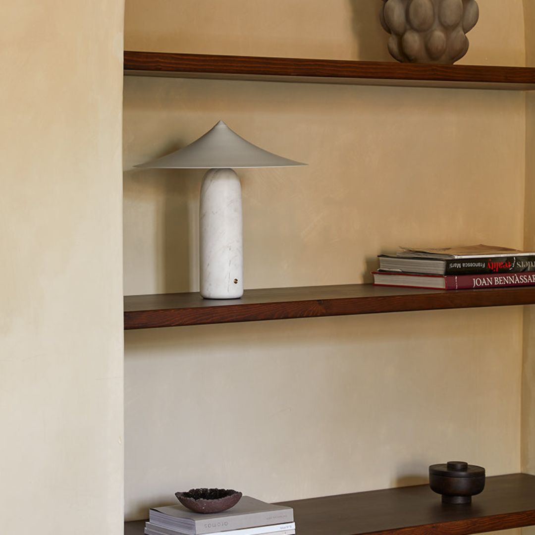 Elegant Table Lamp with Marble Base and Integrated LED – Modern Bedside or Desk Lamp