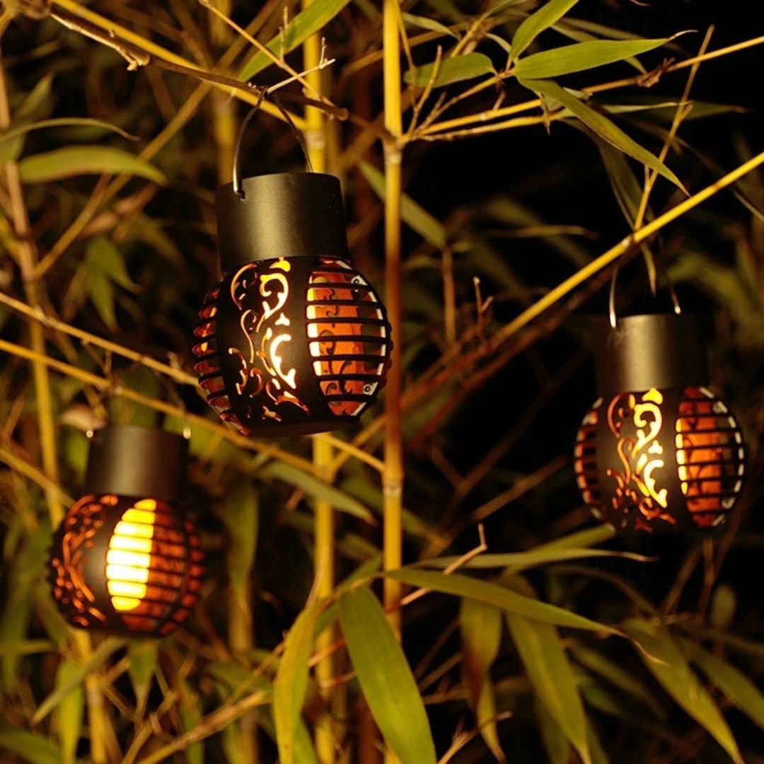 Solar Hanging Lantern Lights Outdoor Waterproof Flame Effect