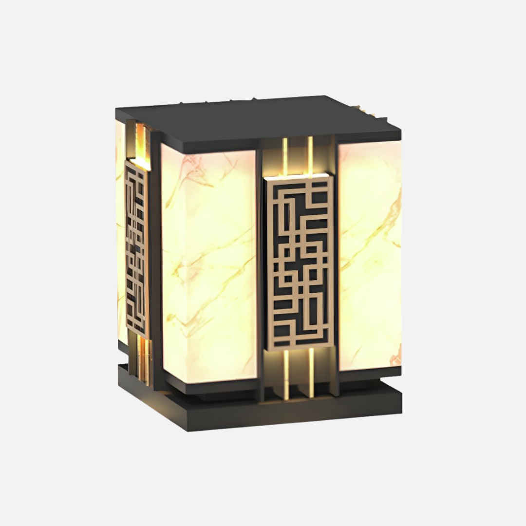 Outdoor Metal Pillar Light Rectangle Black Waterproof