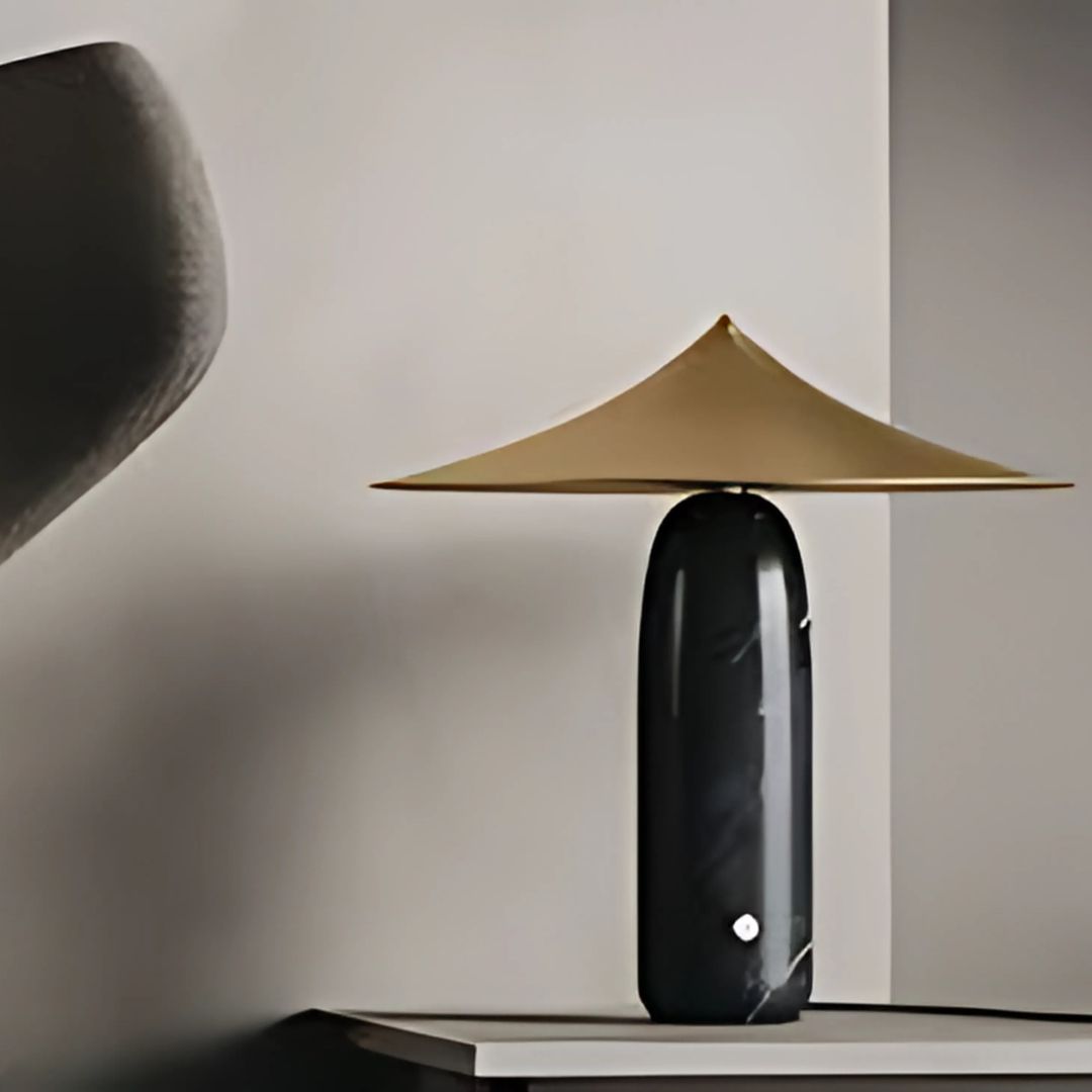Elegant Table Lamp with Marble Base and Integrated LED – Modern Bedside or Desk Lamp