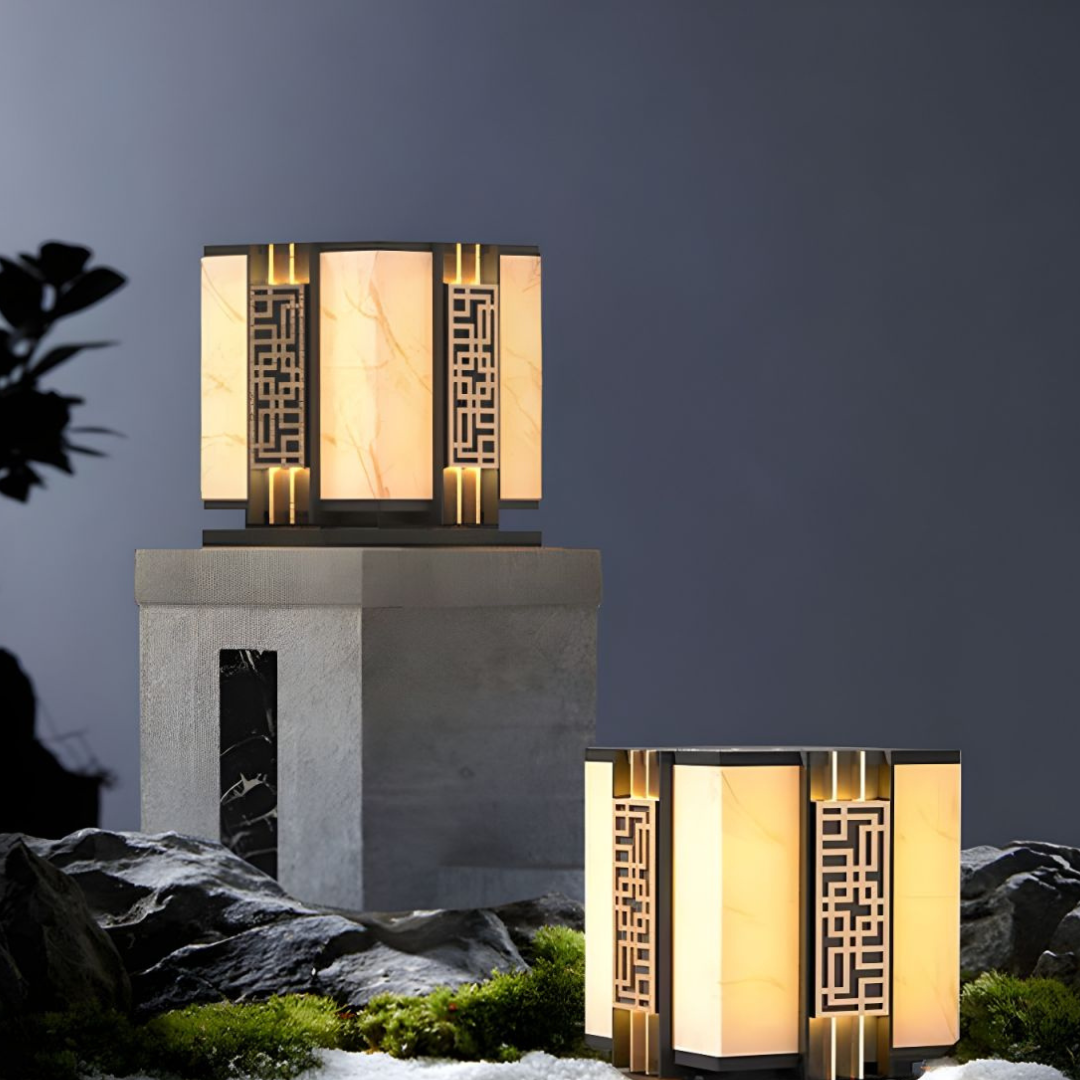 Outdoor Metal Pillar Light Rectangle Black Waterproof