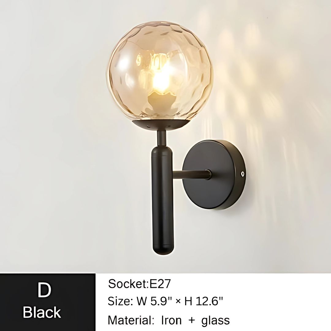 Modern Glass Ball Wall Sconce - Elegant Metal Wall Lamp for Home Décor