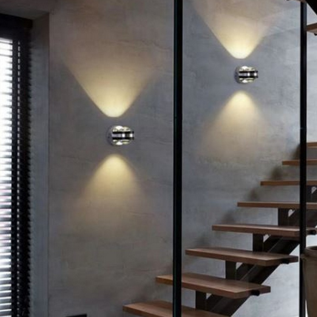 LED Wall Light Fixture Up Down Spotlight for Hallways Silver Aluminum