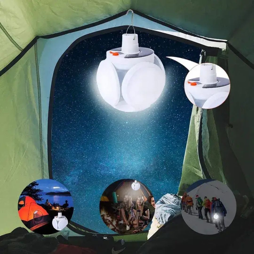 Foldable 2-in-1 Solar Camping Lantern – Waterproof Outdoor Light with Flashlight Mode, USB/Solar Charging & 210 Lumens
