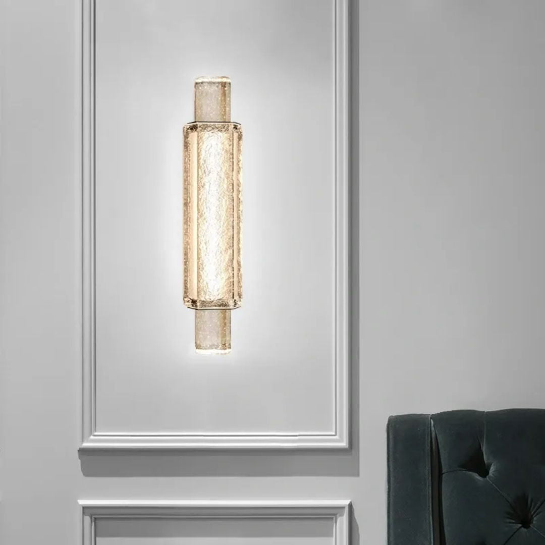 Crystal Wall Light Glass LED Fixture Stainless Steel Warm White 25in