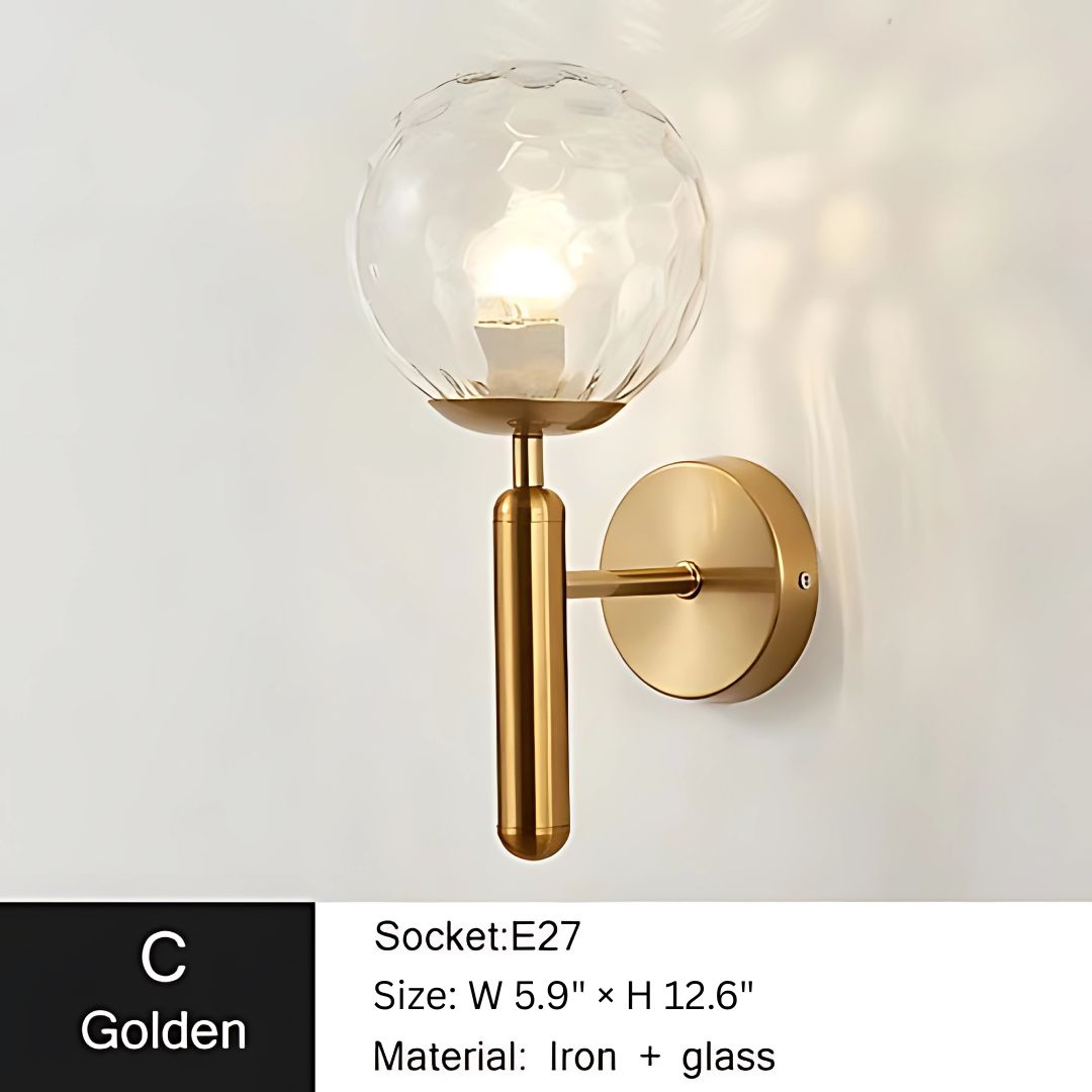 Modern Glass Ball Wall Sconce - Elegant Metal Wall Lamp for Home Décor