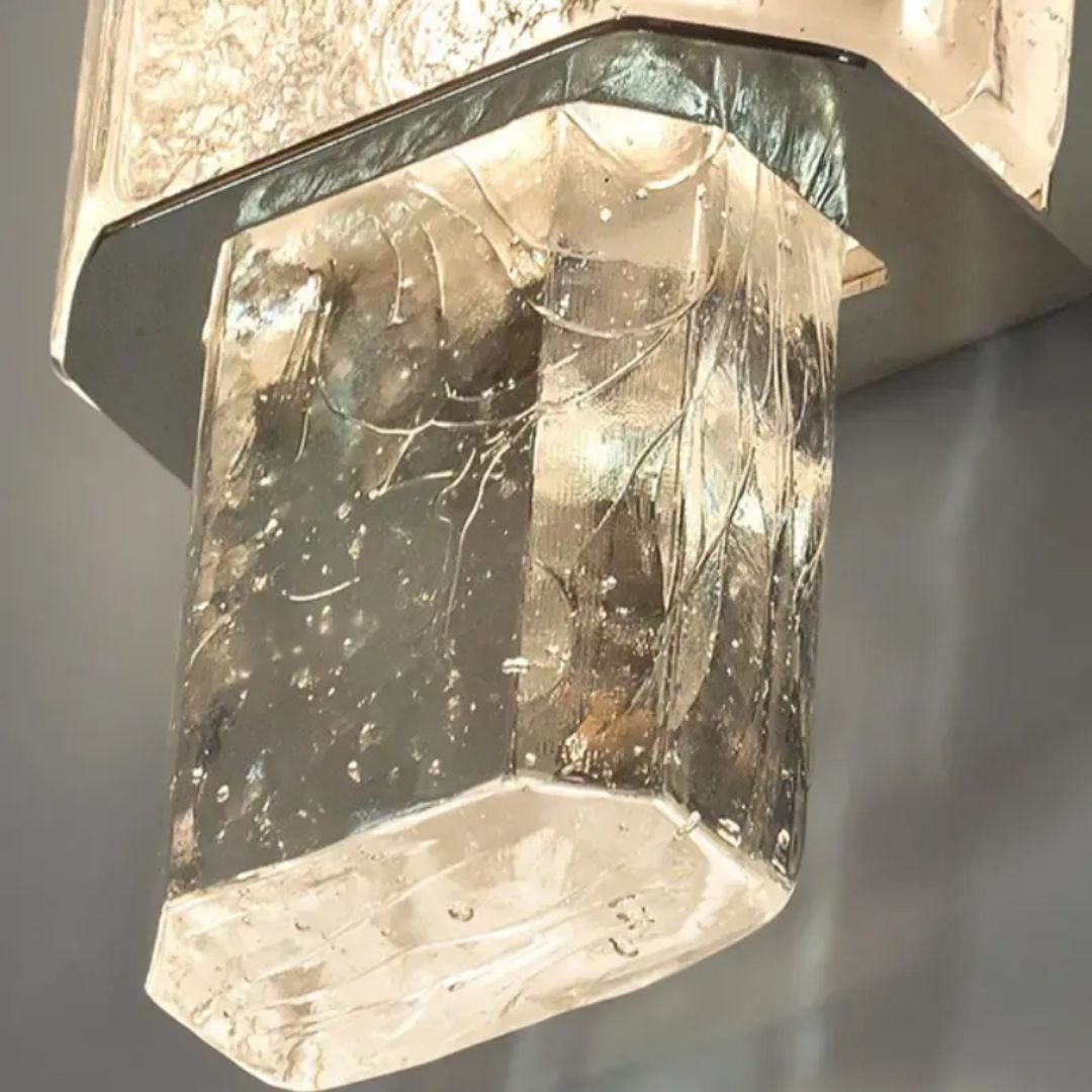 Crystal Wall Light Glass LED Fixture Stainless Steel Warm White 25in