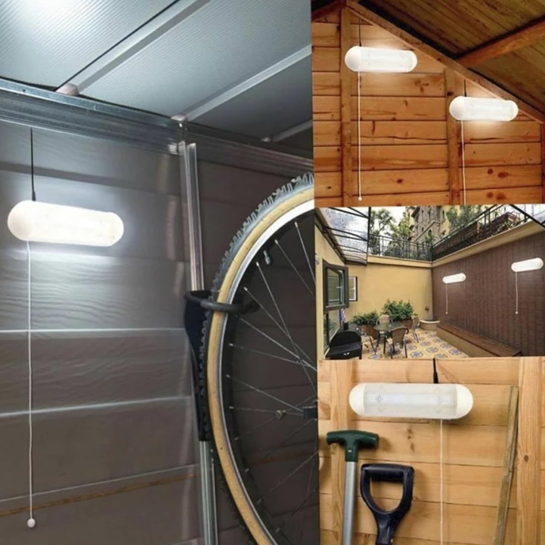 Solar LED Shed Light with Pull Cord Double Lamp – Wall Mount