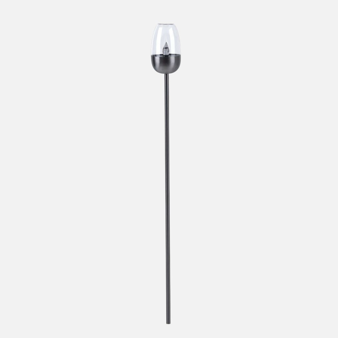 Solar LED Garden Light Set Flame Effect Silver Spike
