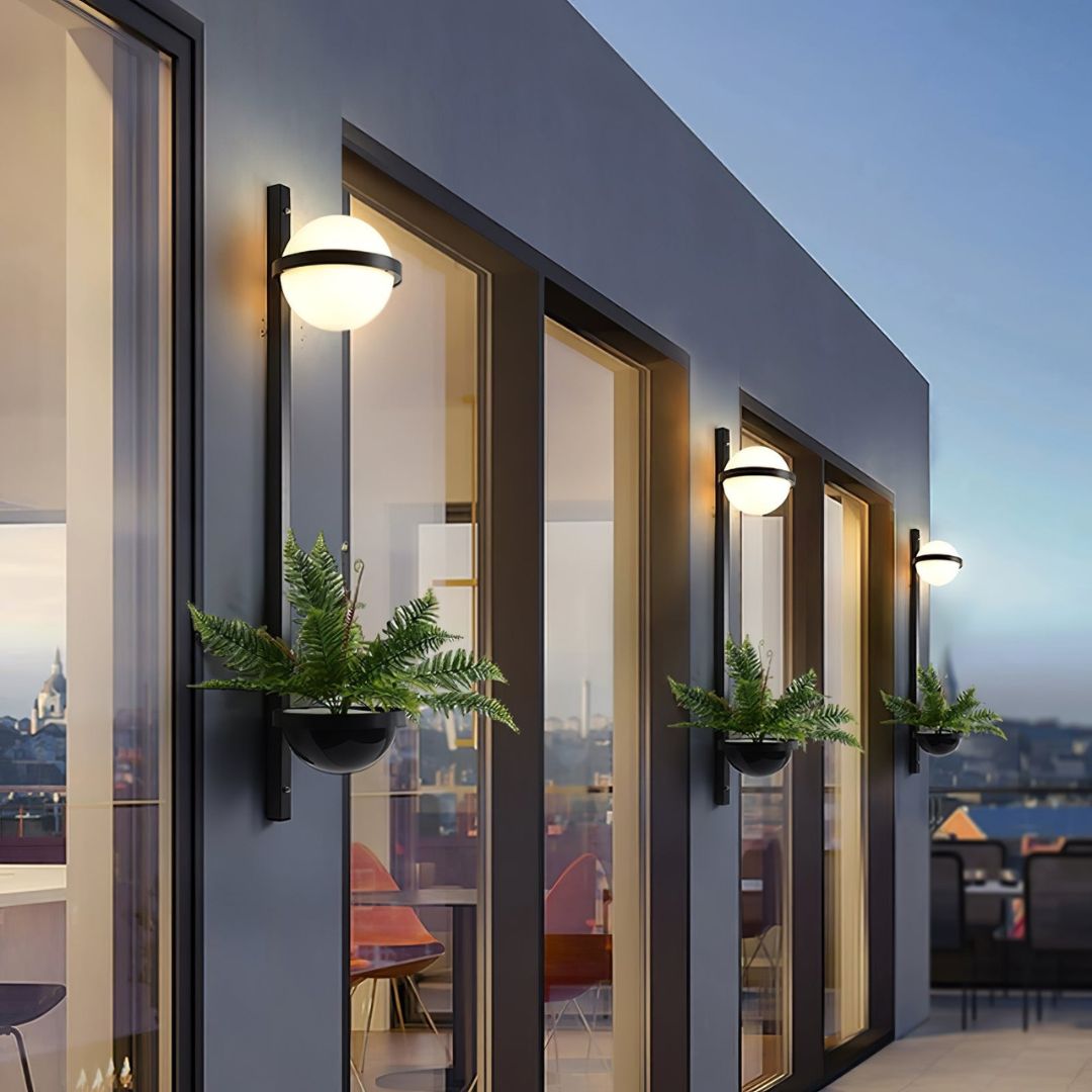 Modern Outdoor Wall Light, IP65 Rated, Black Metal, Integrated LED