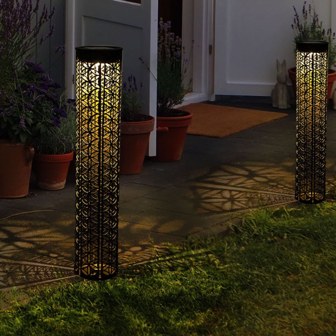 Solar Garden Lights Black Gold LED Outdoor Waterproof IP44