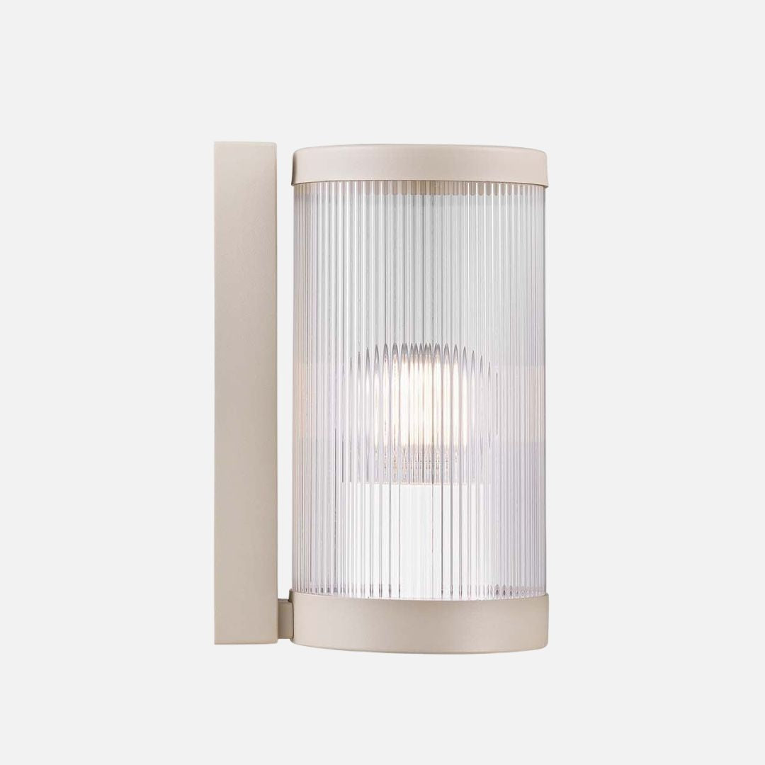 Modern Wall Light Sconce with Ribbed Glass Shade – Aluminum Design