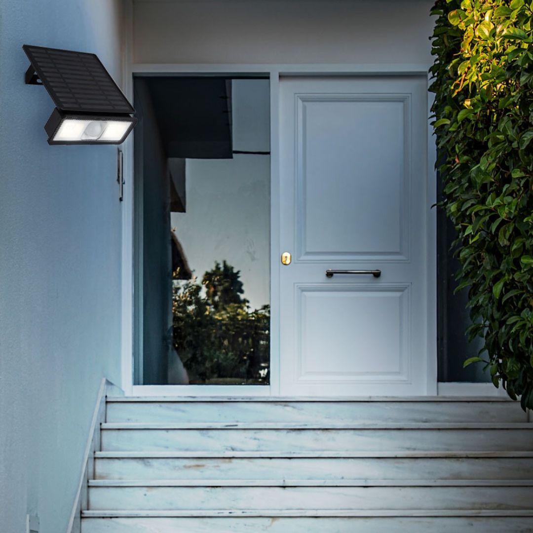 LED Solar Wall Light with Motion Sensor IP65 500lm Black