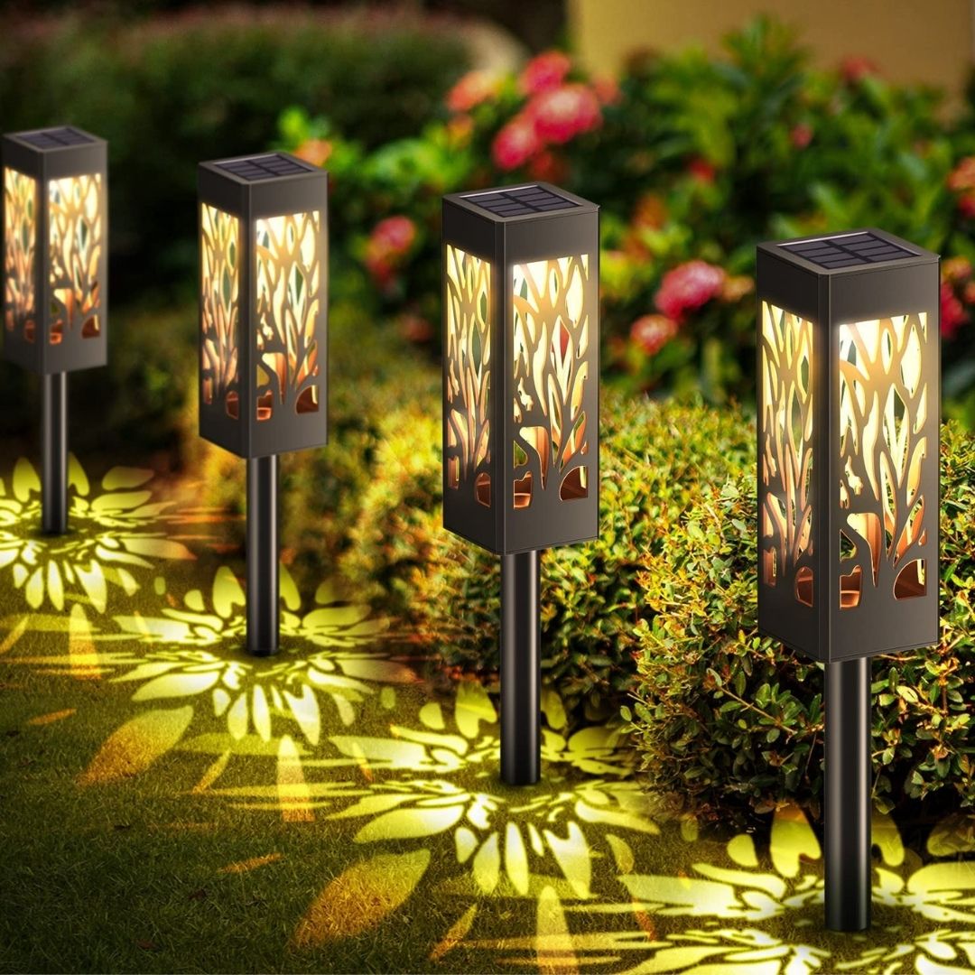 Solar Garden Stake Lights – Waterproof Solar Lights Outdoor for Garden Pathway Decor – 4-Pack LED Outdoor Lights