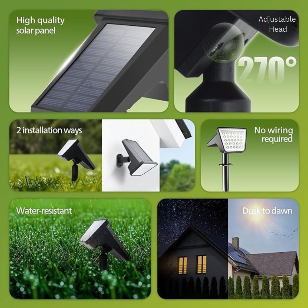 Solar Spot Lights Outdoor 28 LED 7500K Waterproof Landscape Lamps