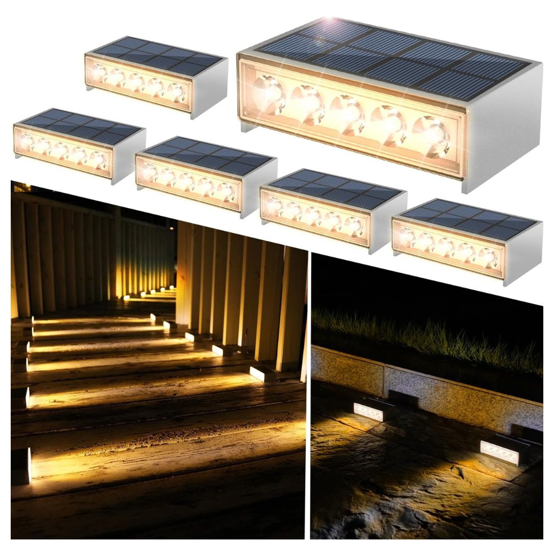 Solar Step Lights Outdoor Waterproof LED Deck Lighting for Stairs