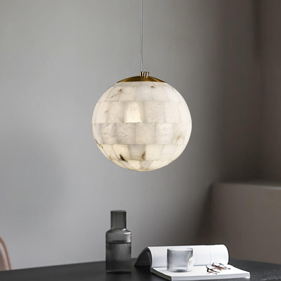 Elegant Brass and Alabaster Pendant Light – Modern Kitchen Hanging Lights