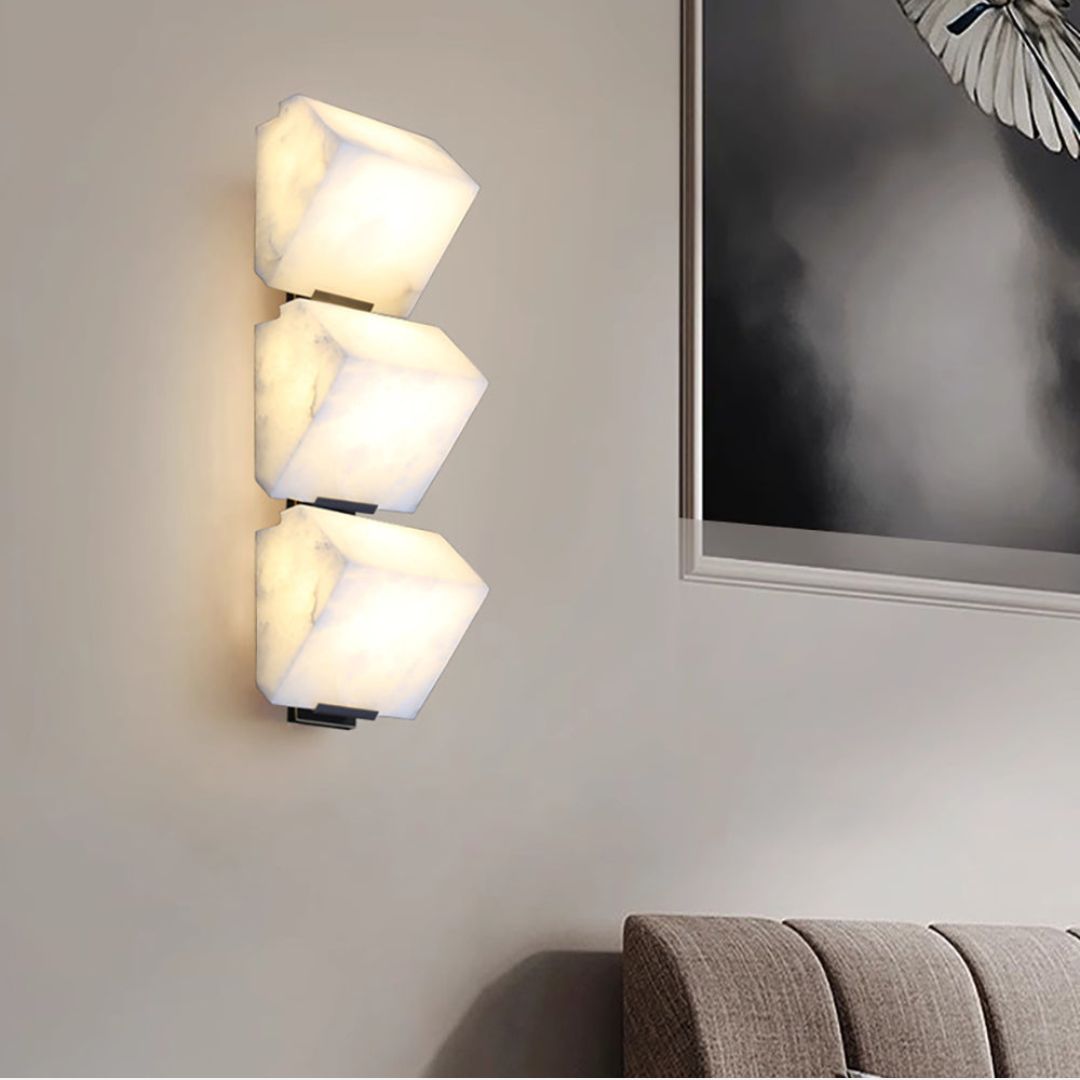 Modern Alabaster Wall Sconce Lighting with Integrated LED – Elegant Indoor Wall Lamp