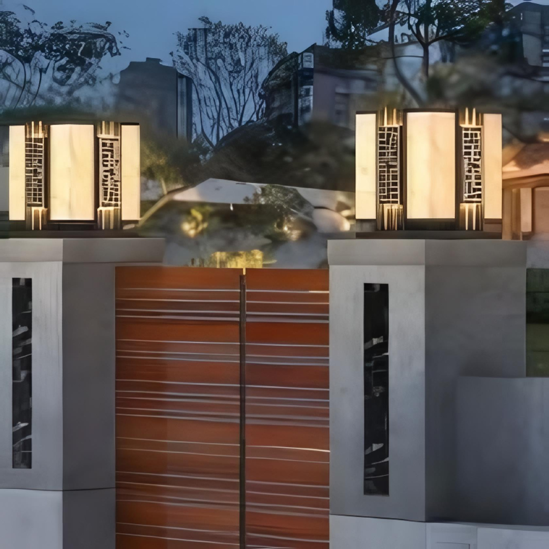 Outdoor Metal Pillar Light Rectangle Black Waterproof
