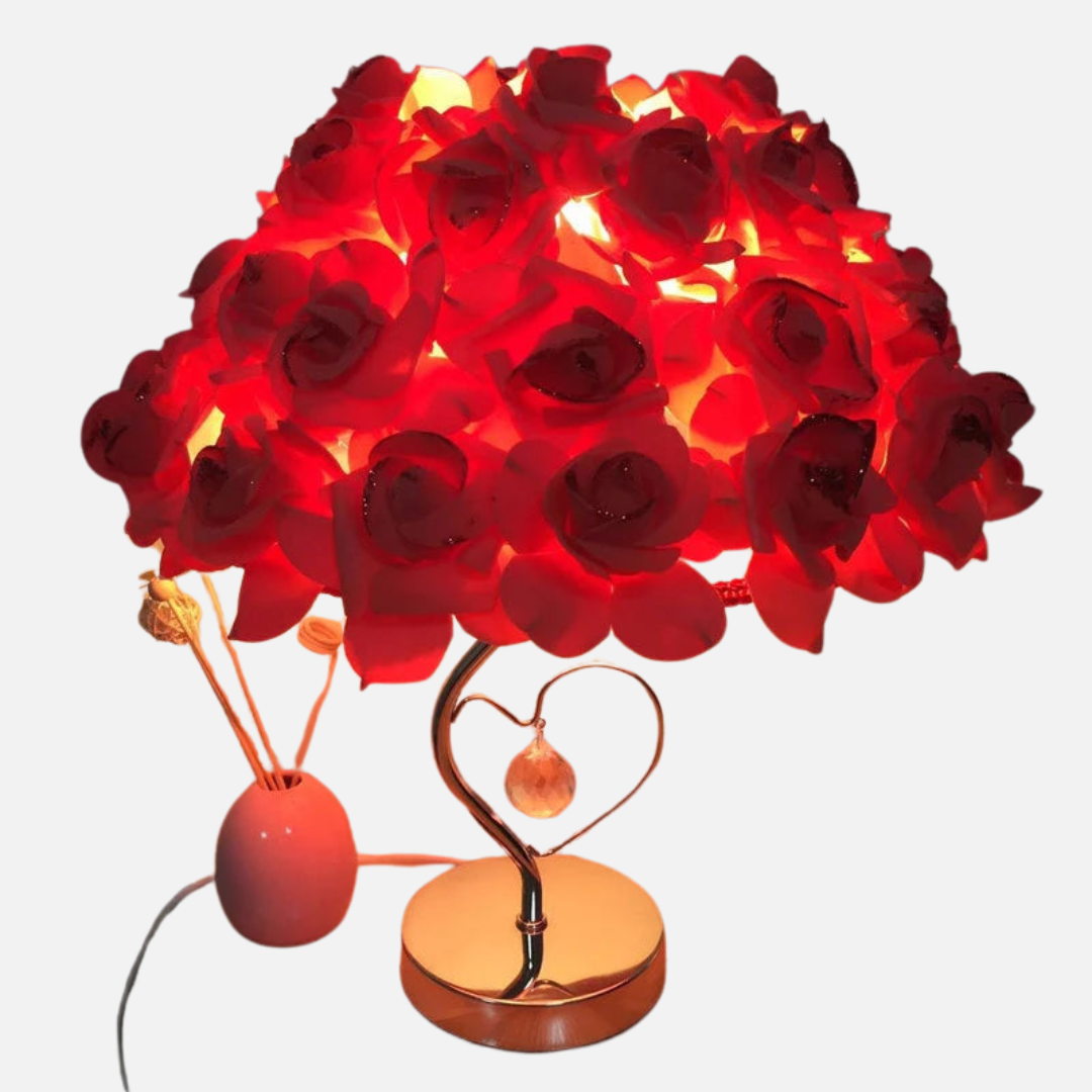 Elegant LED Table Lamp with Rose Design for Bedroom and Living Room